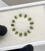 Natural green zircon gemstones from Sri Lanka in oval cut, ideal for jewelers in USA and Canada