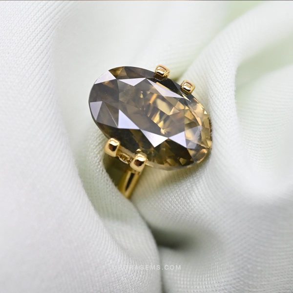 Affordable natural zircon gemstone – brownish green 8.50ct brilliant cut for wire wrapping and artisan designers in Singapore